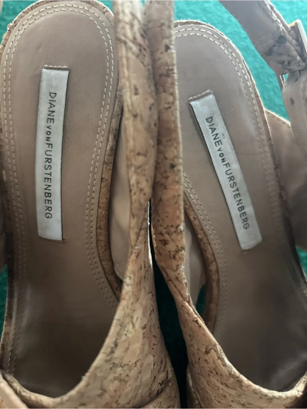 DVF NATURAL CORK Liberty Platform Sandal Sz: 7